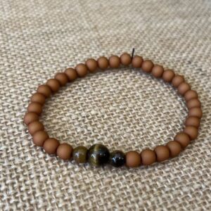 Bracelet homme perle camel et oeil de Tigre