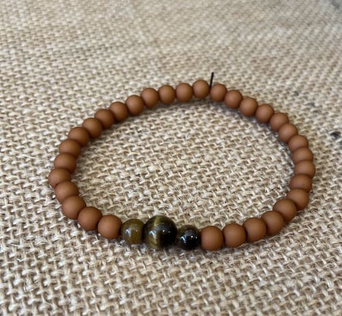 Bracelet homme perle camel et oeil de Tigre