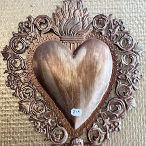 Déco Coeur ex voto en laiton 18×23 cm