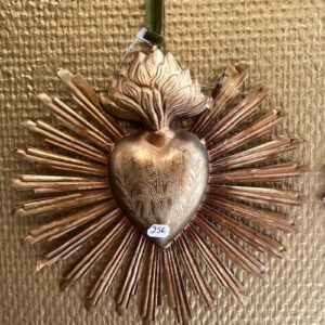 Déco Coeur ex voto en laiton 18×23 cm