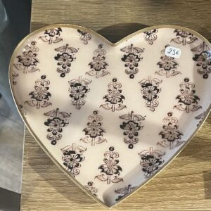 porte bijoux coeur crème et marron